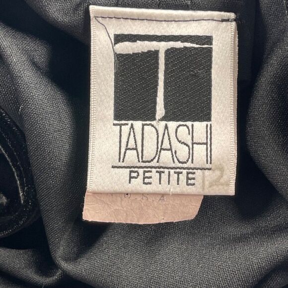 Vintage Tadashi Dress PM Black Velvet Velour Open Back Maxi Whimsigoth - Picture 15 of 16